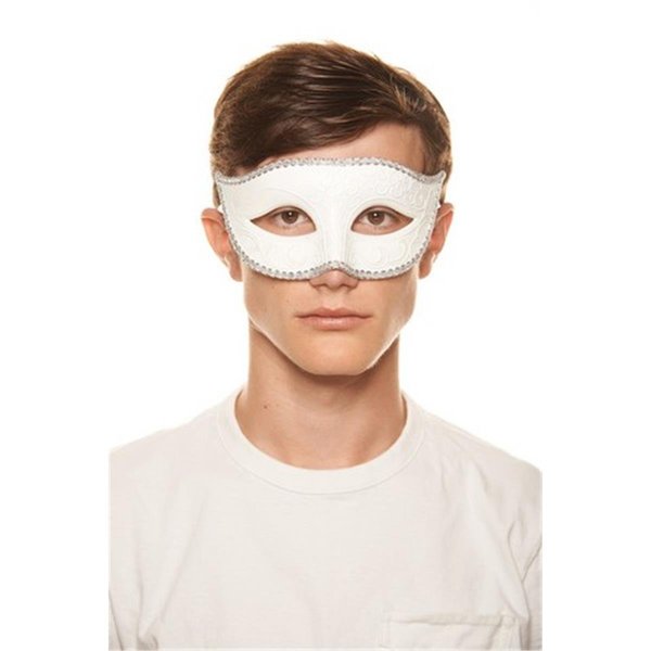 Perfectpretend White Plastic Masquerade Mask with Glitter PE366240